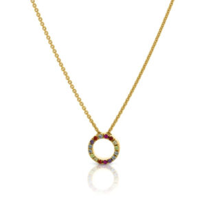 Alternative view of exclusive Damenkette hochwertig vergoldet mit bunten Zirkonia