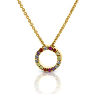 exclusive Damenkette hochwertig vergoldet mit bunten Zirkonia