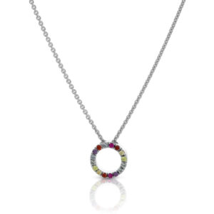 Alternative view of filigrane Halskette mit bunten Zirkonia 925 Silber