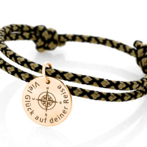 Segelseil Armband mit Gravur Anhänger rosé vergoldet
