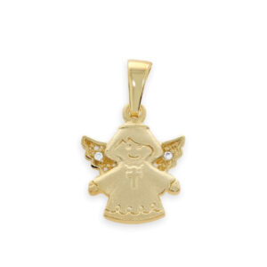 Alternative view of Engelanhänger mit ZIrkonia vergoldet Schutzengel mit Kreuzmotiv
