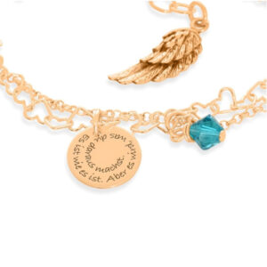 Alternative view of Armband mit Gravur Herz Armkettchen verstellbar Kristall Anhänger rosé vergoldet