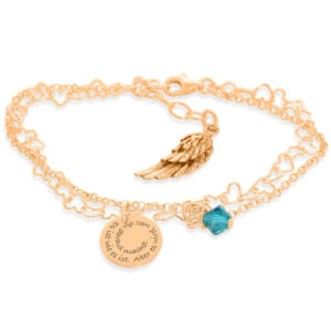 Armband mit Gravur Herz Armkettchen verstellbar Kristall Anhänger rosé vergoldet