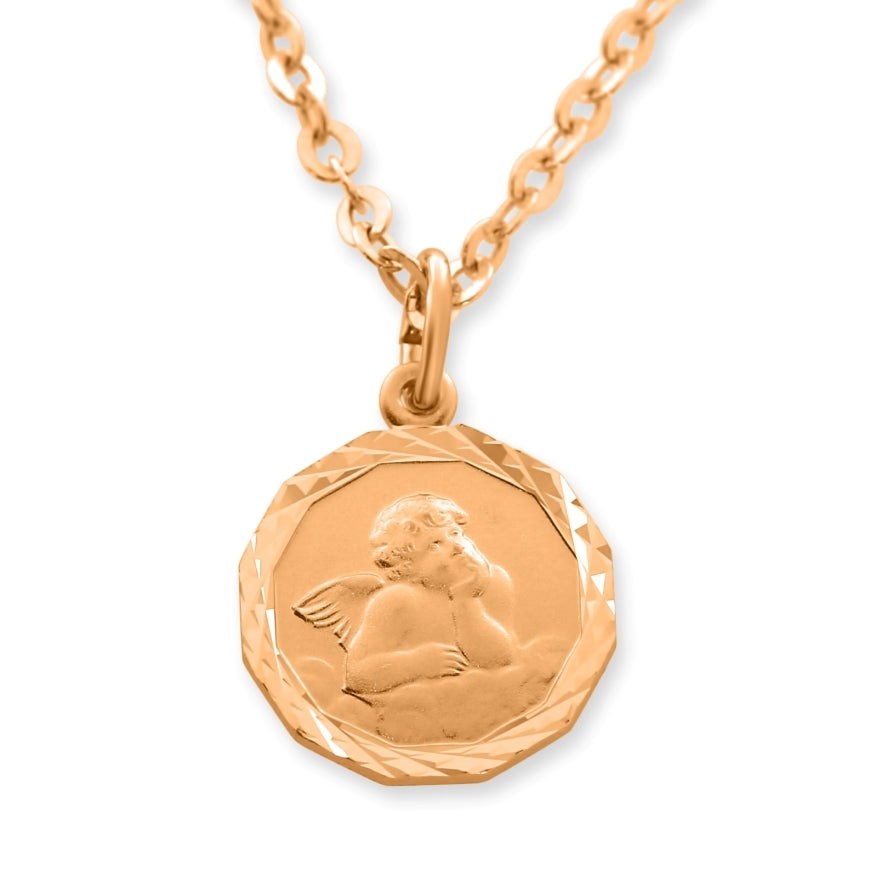 TAUFSCHMUCK ENGELBILD TAUFE KETTE MIT ENGEL & GRAVUR TAUFKETTE ROTGOLD