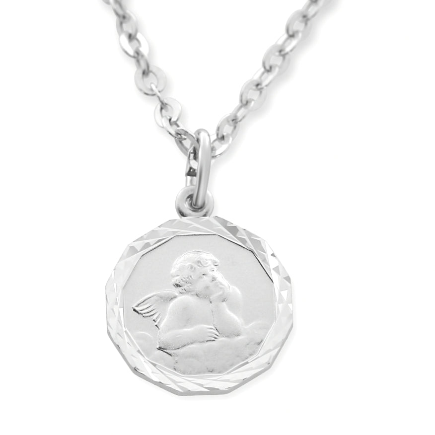 TAUFSCHMUCK KETTE MIT NAMEN ENGEL WOLKE TAUFKETTE 925 SILBER ENGELBILD
